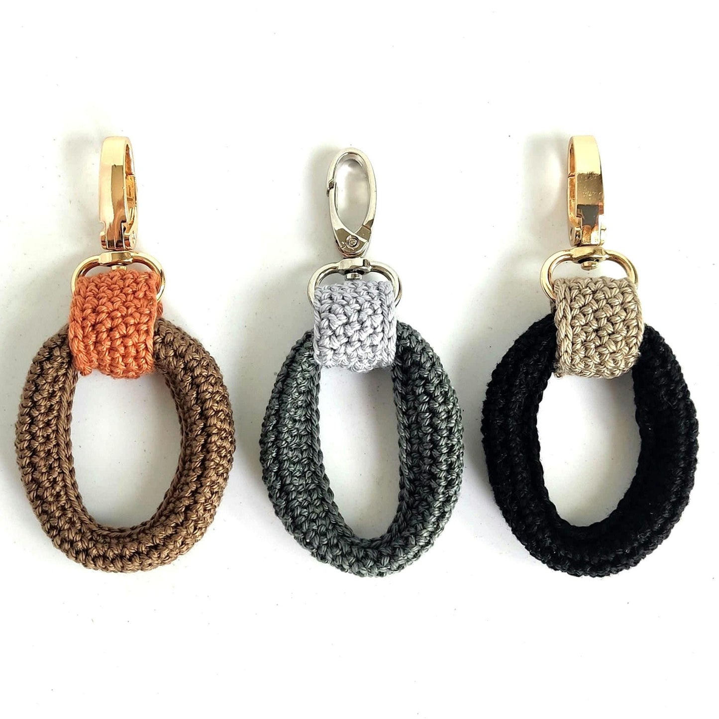 Crochet Keychain - Minimalist Car Keyring, Handbag Charm, Gift for Her & Him