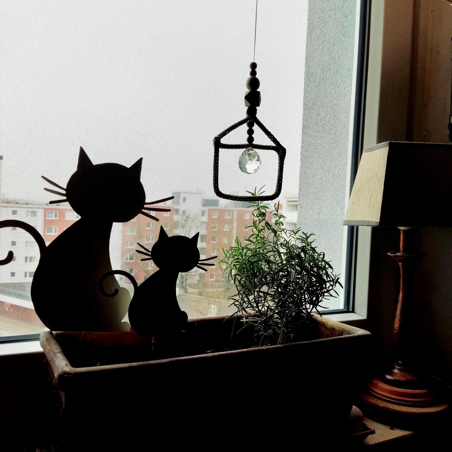 Crystal Suncatcher with House Pendant - Window Garden Decoration