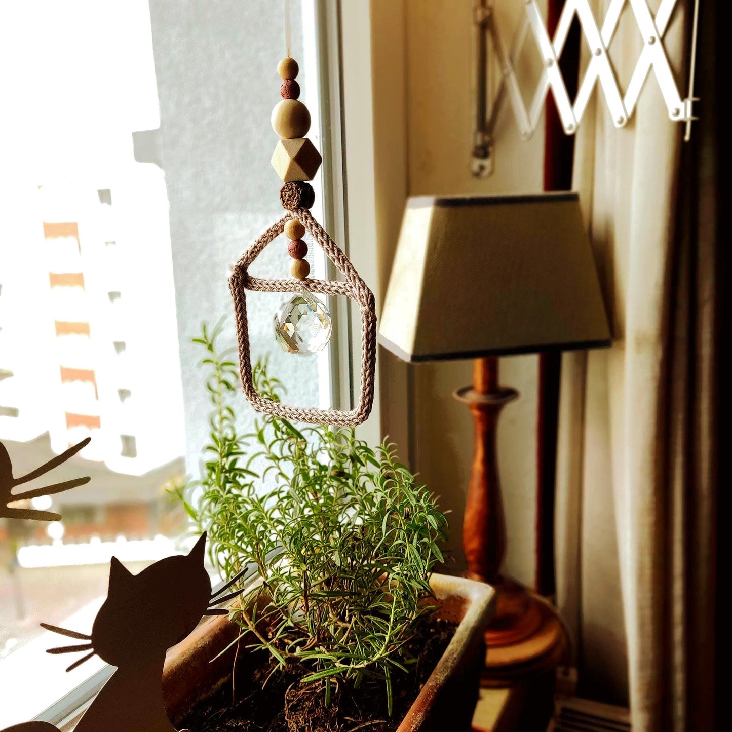 Crystal Suncatcher with House Pendant - Window Garden Decoration