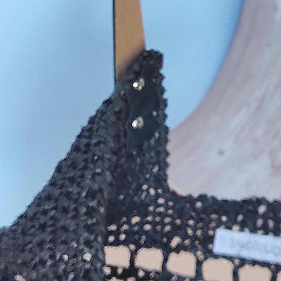 Crochet Raffia Tote Bag: Black Boho Flower Handbag with Leather Handles