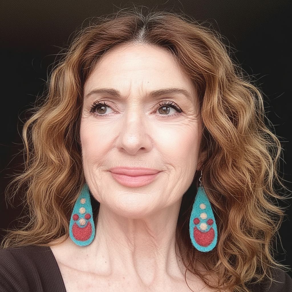 Needle Felted Earrings: Boho Teardrop Merino Wool, Silver Hooks