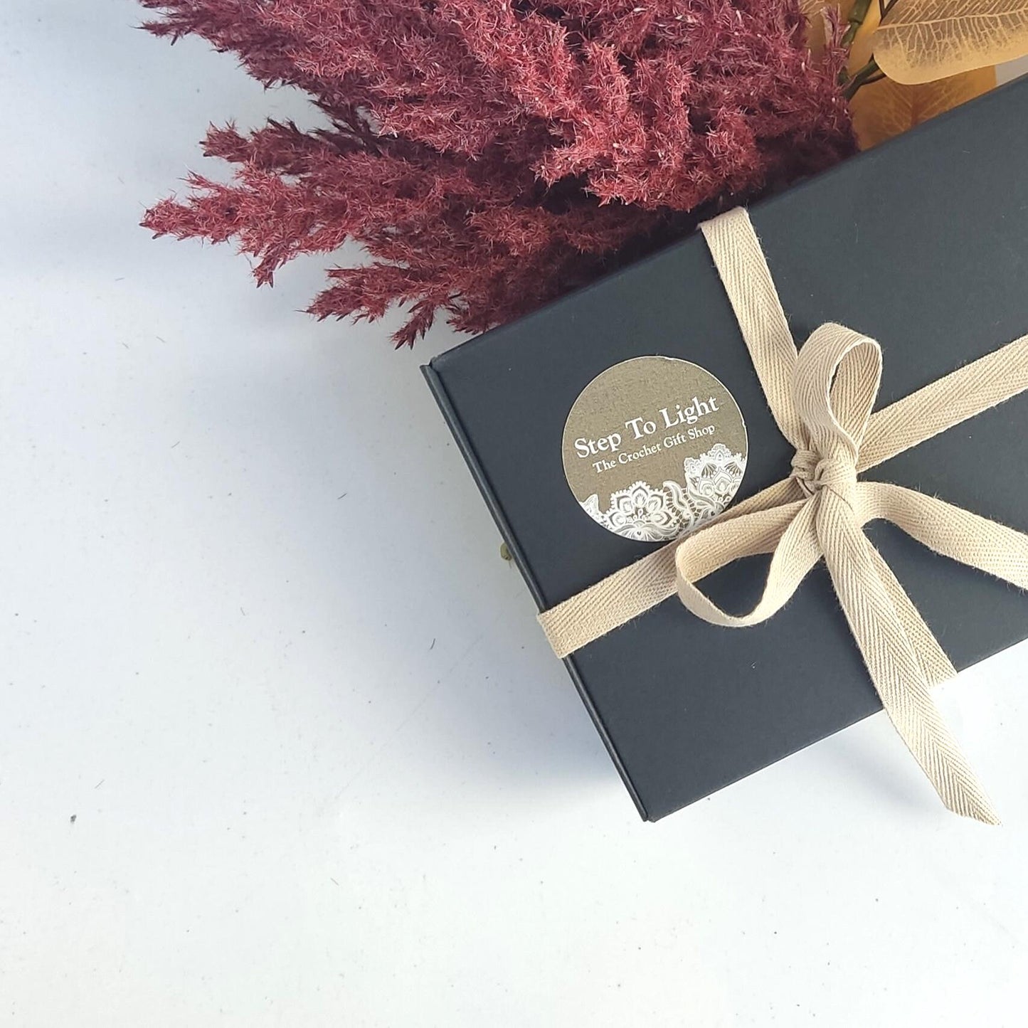 Beige & Brown Crochet Cuff Bracelet - Chunky Cotton Statement Bangle