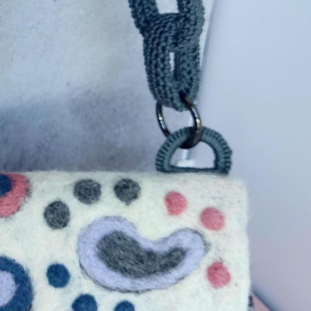 Felted Wool Shoulder Bag - Handmade Purse with Crochet Handle