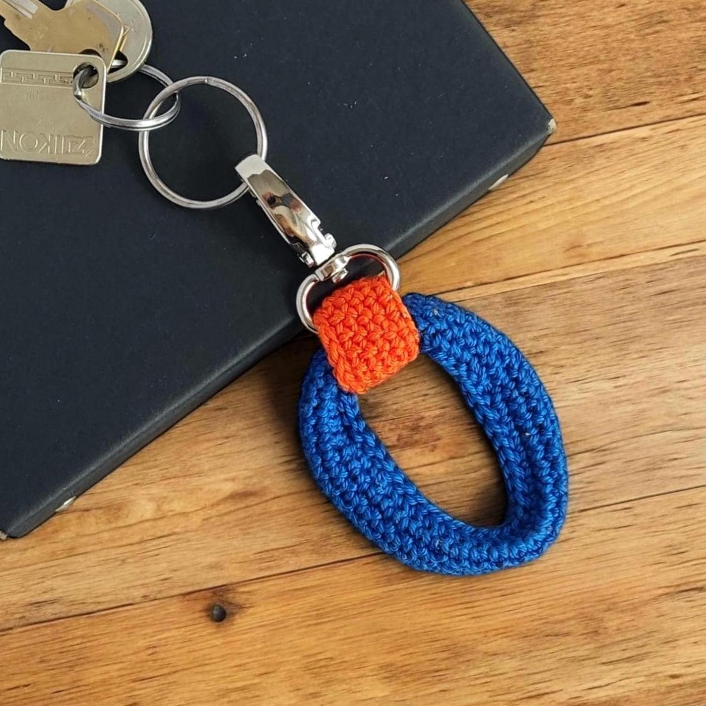 Crochet Keychain - Minimalist Car Keyring, Handbag Charm, Gift for Her & Him