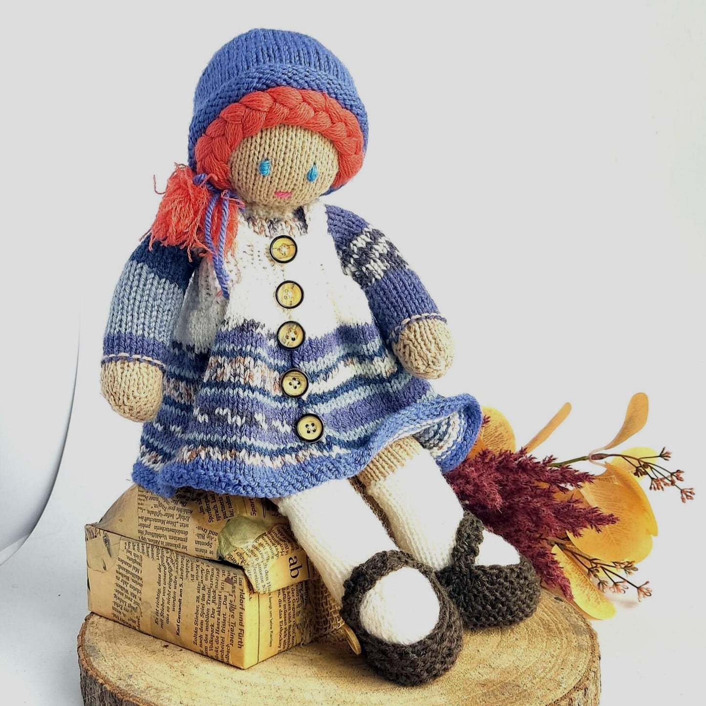 Handmade Knitted Girl Doll: Plushy Crochet Toy, Birthday Gift