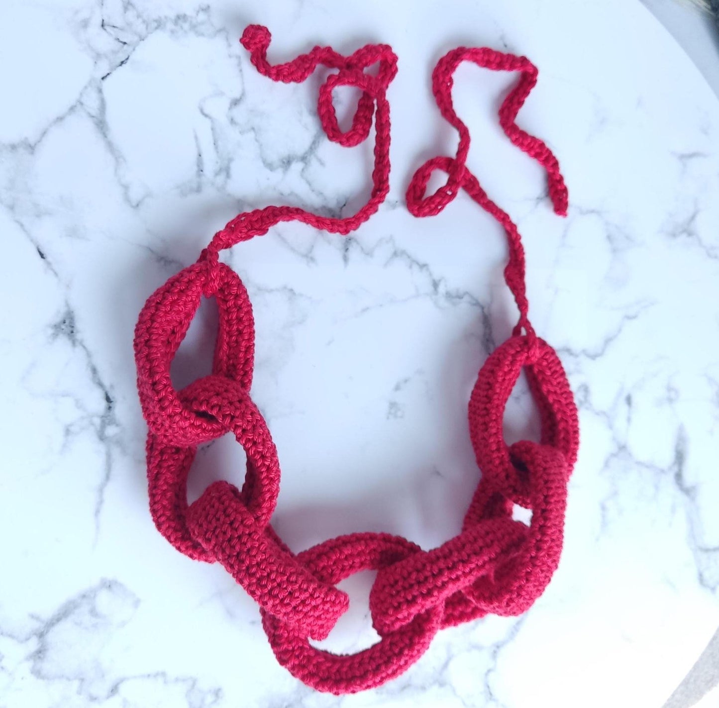 Brown Chunky Crochet Statement Necklace - Handmade Braided Cotton Jewelry