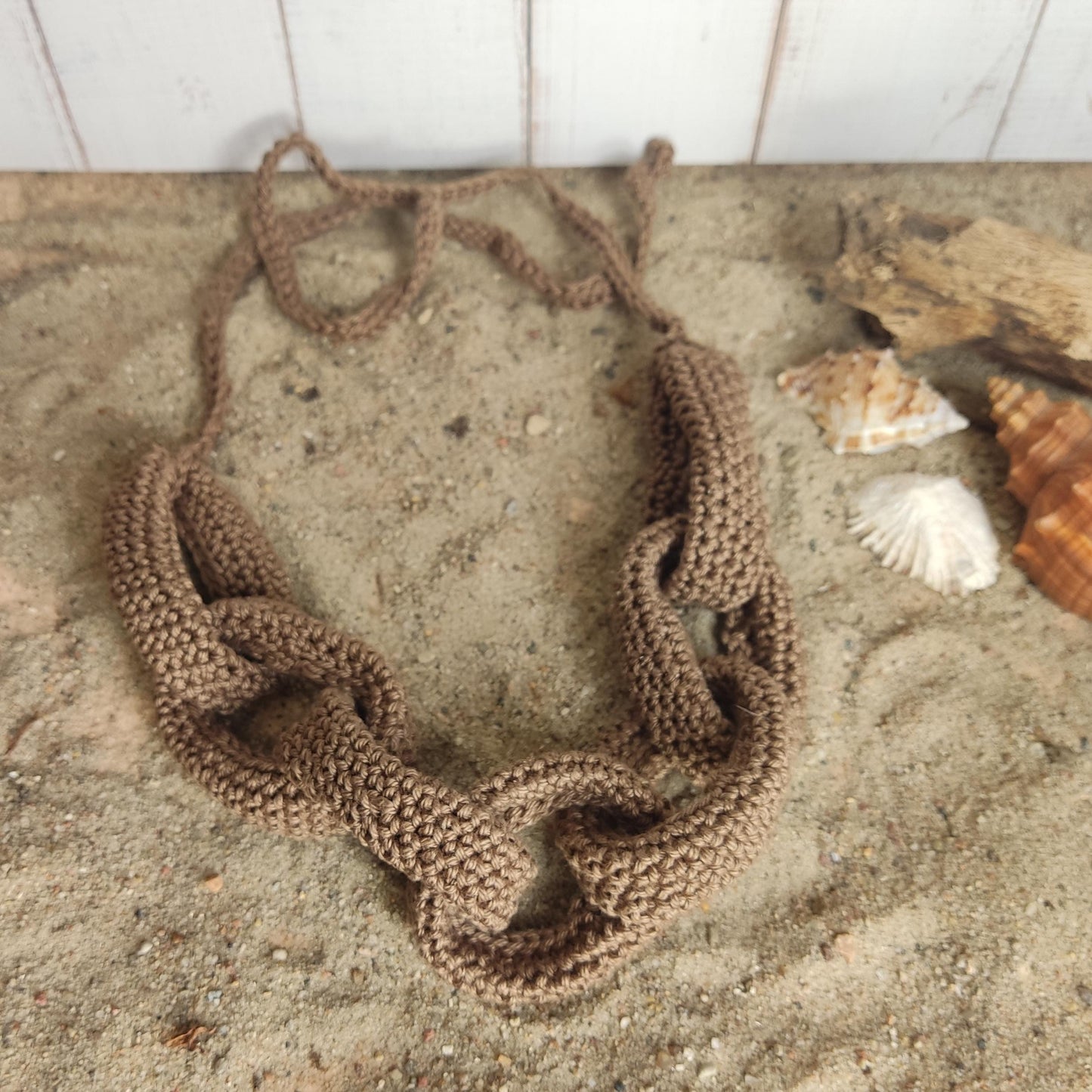 Chunky Crochet Cotton Statement Necklace: Turquoise Spring Summer Jewelry