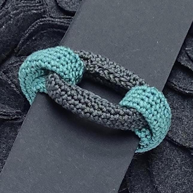 Gray Green Braided Crochet Cuff Bracelet - Chunky Statement Jewelry