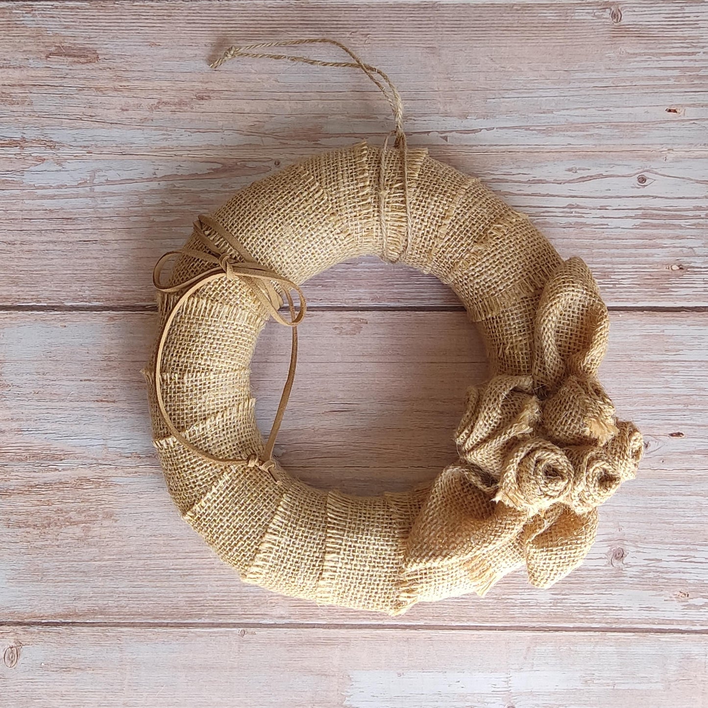 Autumn Burlap Rose Wreath: Handmade Fall Door Decor in Orange & Burgundy