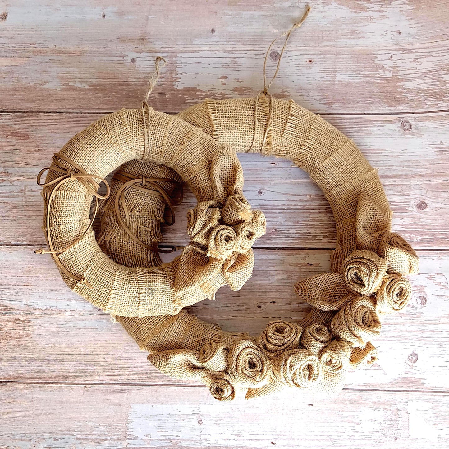 Eco-Friendly Burlap Rose Wreath: Handmade Autumn Door Decor (20cm & 30cm)