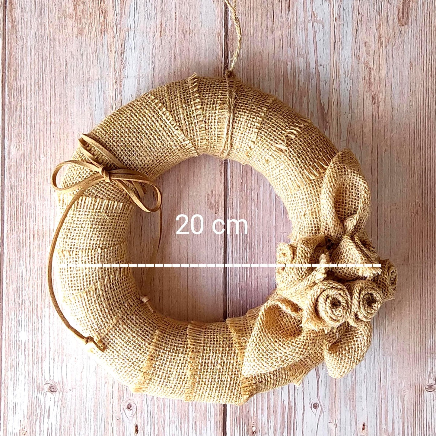 Eco-Friendly Burlap Rose Wreath: Handmade Autumn Door Decor (20cm & 30cm)