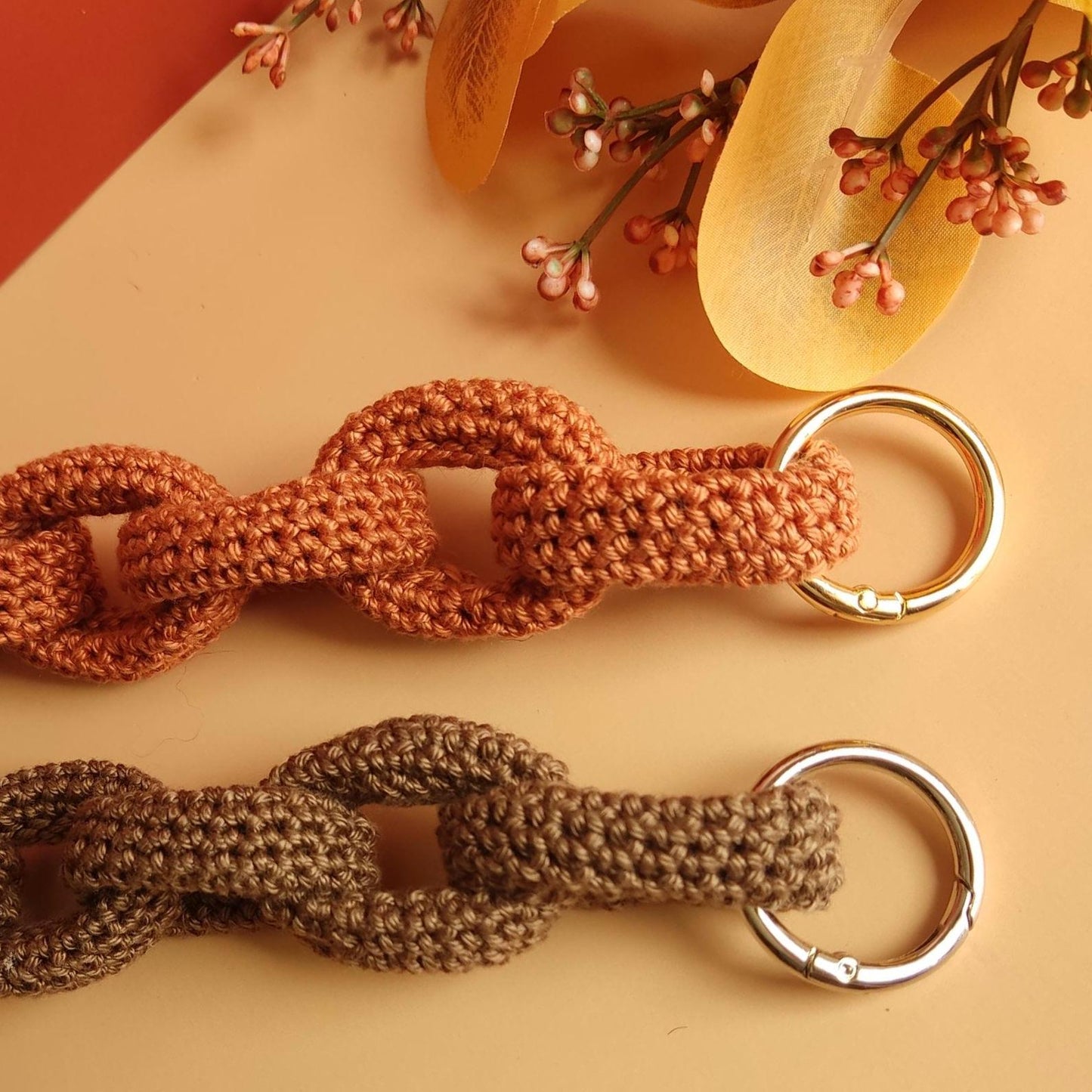Crochet Purse Handles - Cotton Yarn Chain Bag Straps, Replacement Handbag Handles