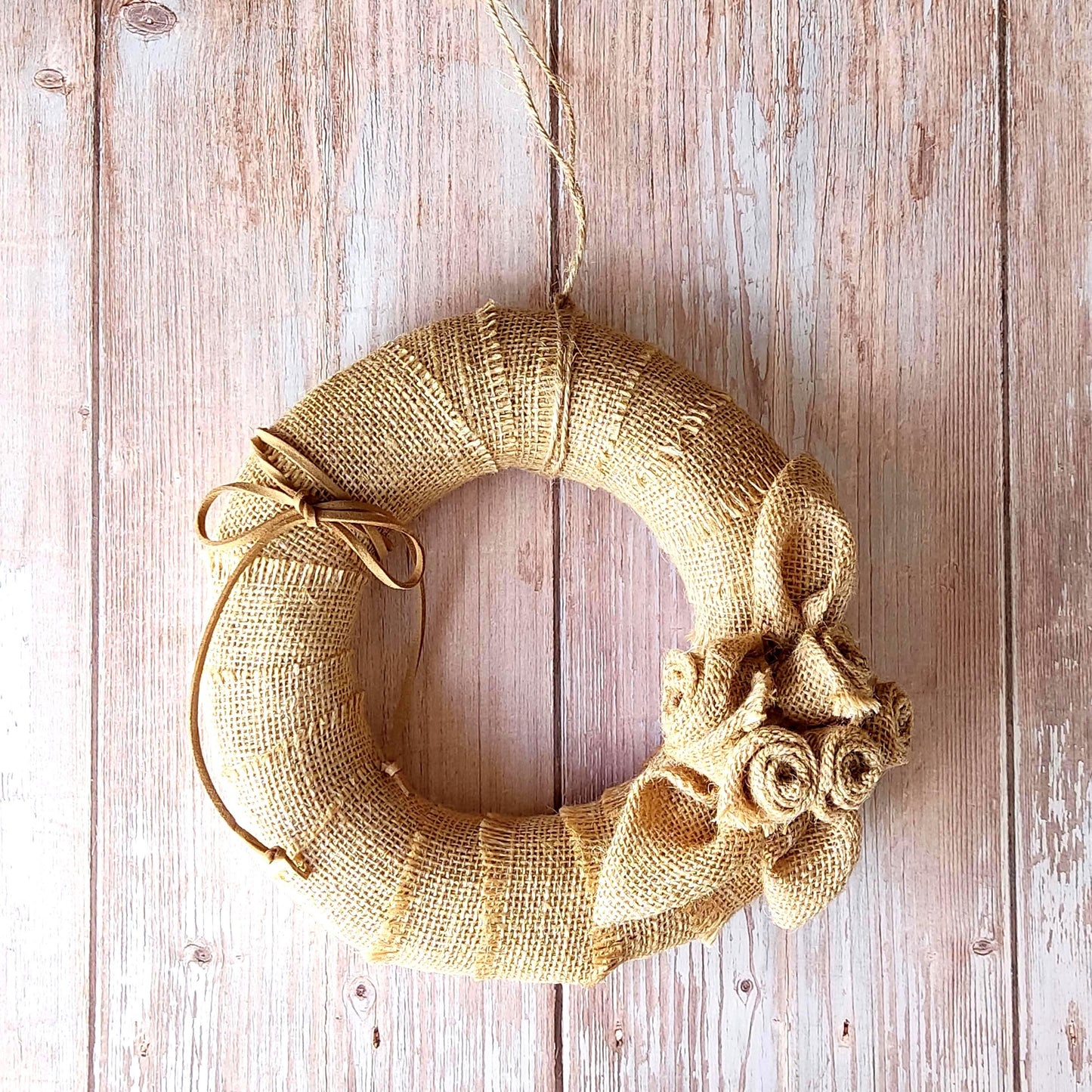 Eco-Friendly Burlap Rose Wreath: Handmade Autumn Door Decor (20cm & 30cm)