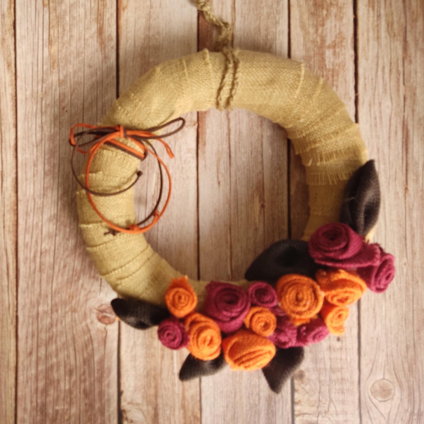 Natural Burlap Rose Wreath: Eco-Friendly Handmade Door Decor (20cm & 30cm)