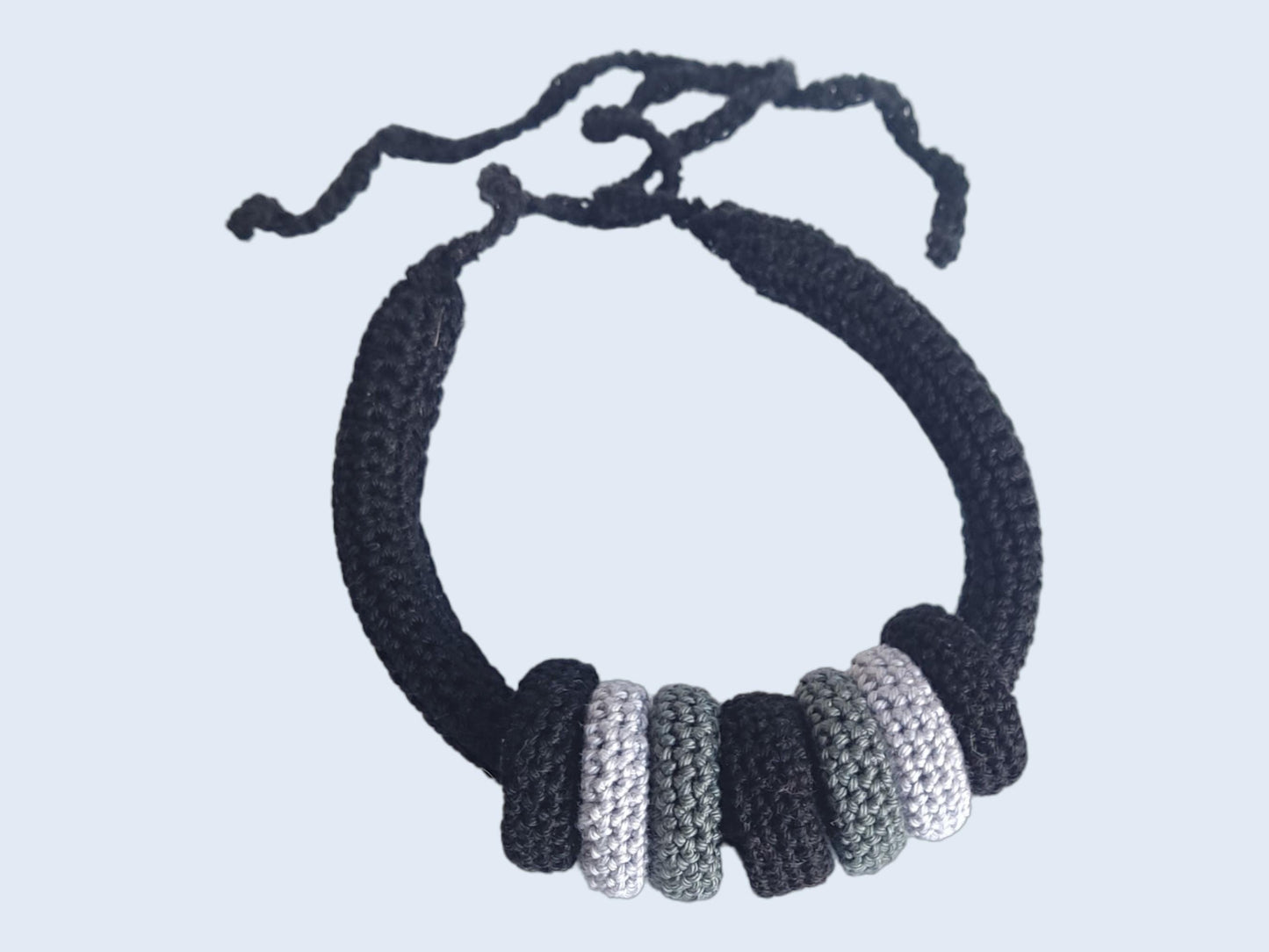 Multiway Crochet Statement Necklace - Curved Necklace & Chunky Rings, Adjustable