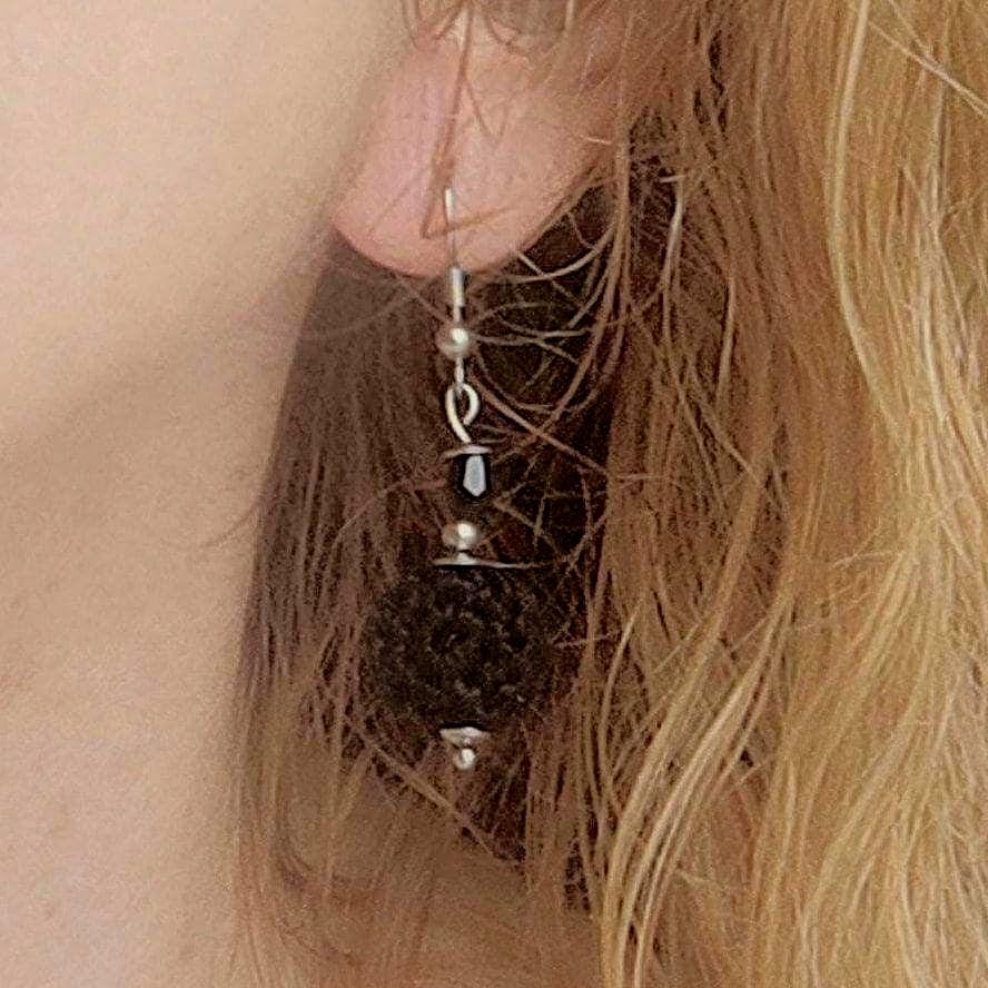 Crochet Black Pearl Drop Earrings: Boho Dangle Earrings