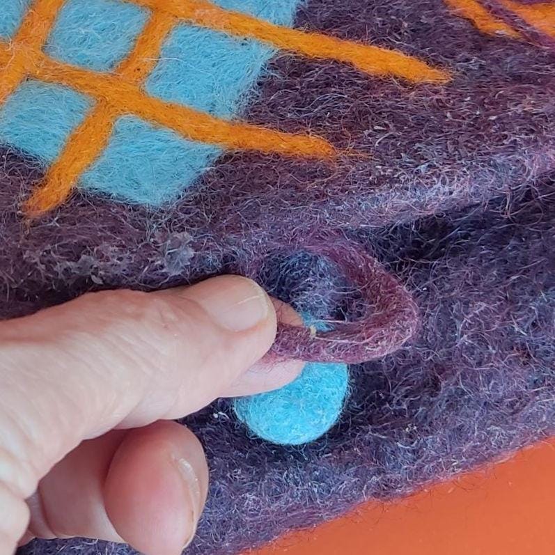 Felt Purse: Needle Felted Wallet Sunglasses Holder with Felted Button