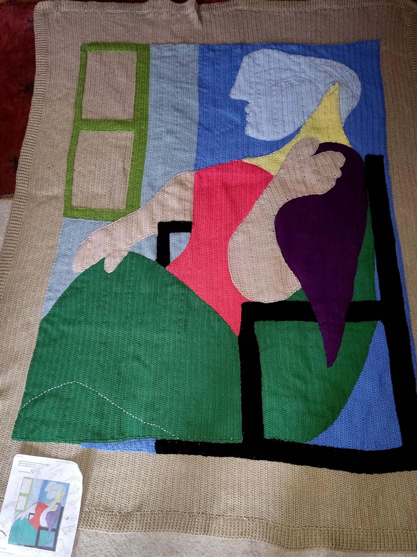 Cat Crochet Throw Blanket - Midnight Blue Moon Stars White Cats Sofa Decor