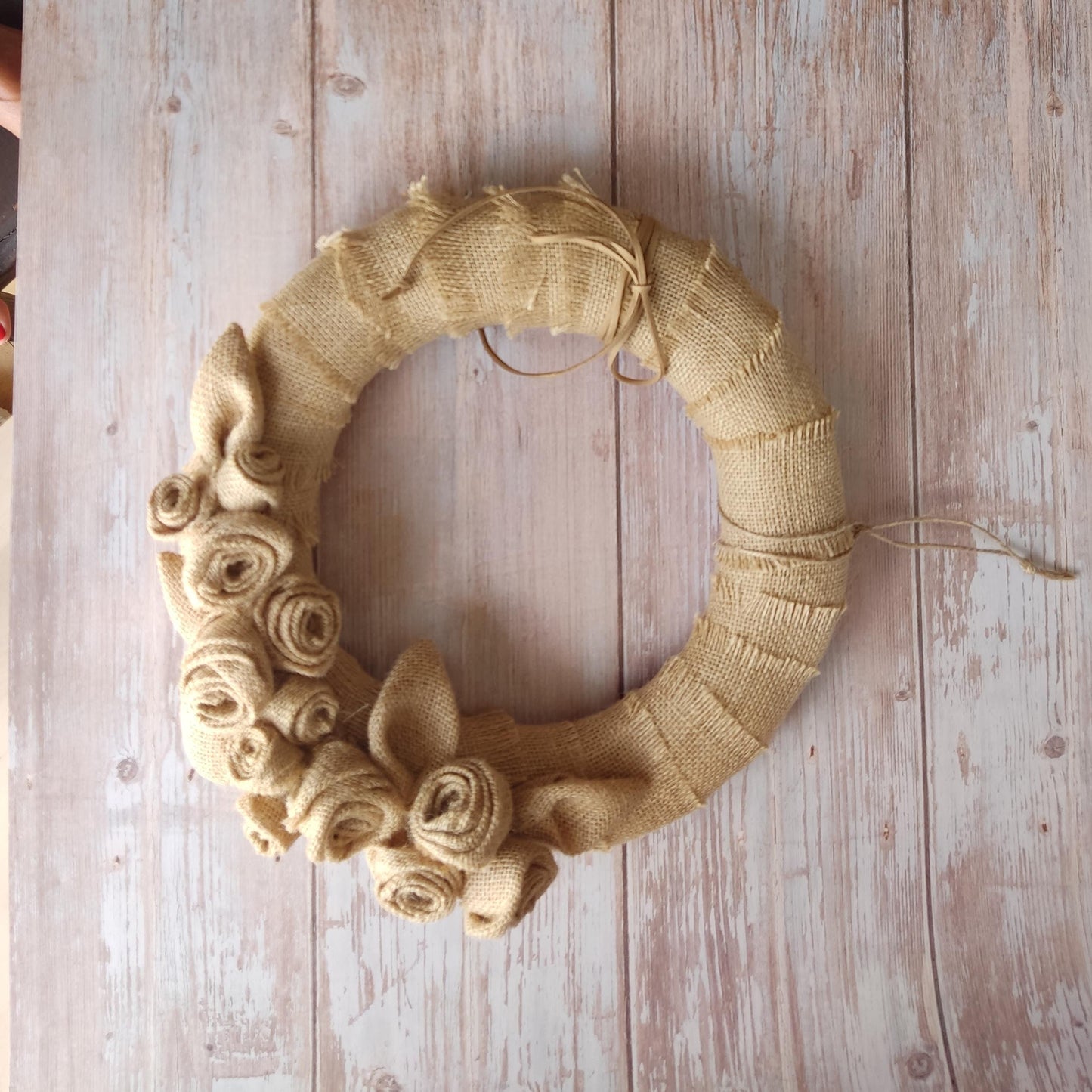Natural Burlap Rose Wreath: Eco-Friendly Handmade Door Decor (20cm & 30cm)