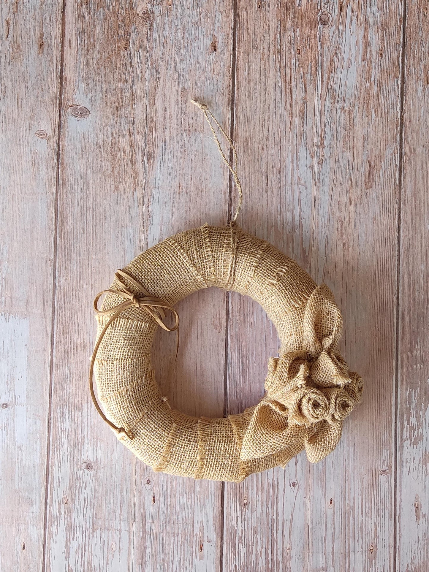 Natural Burlap Rose Wreath: Eco-Friendly Handmade Door Decor (20cm & 30cm)