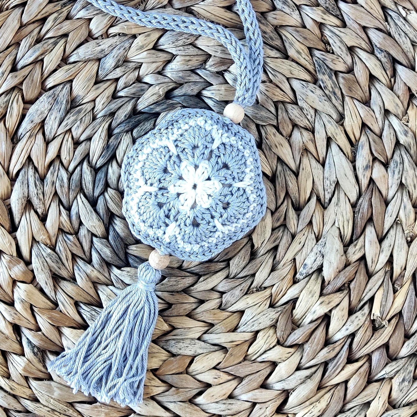 Personalised Crochet Lavender Sachet: Cotton Closet Freshener with Wooden Beads