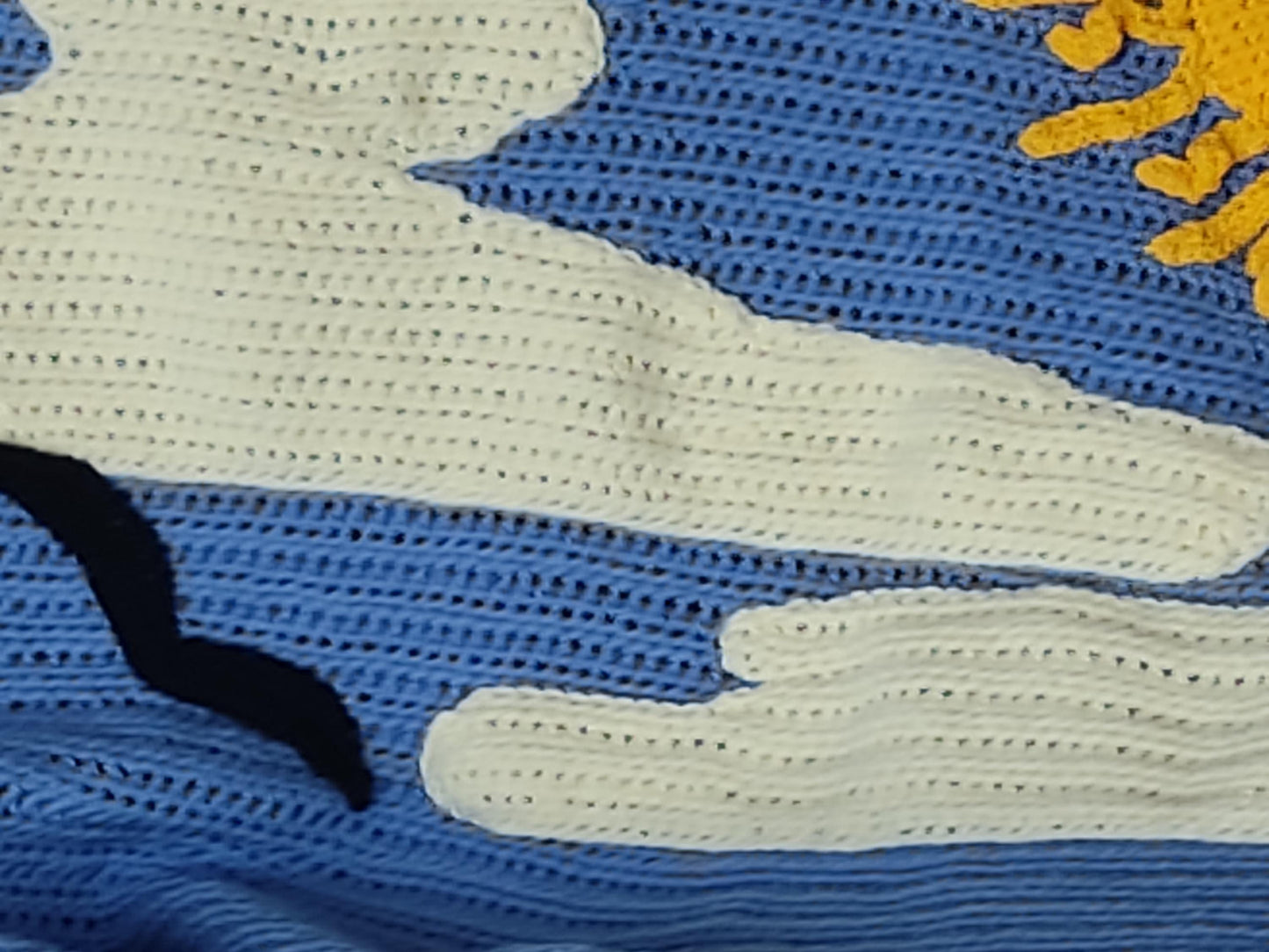 Personalised Blue Crochet Toddler Blanket: Sun, Cloud, Bird Crochet  Throw