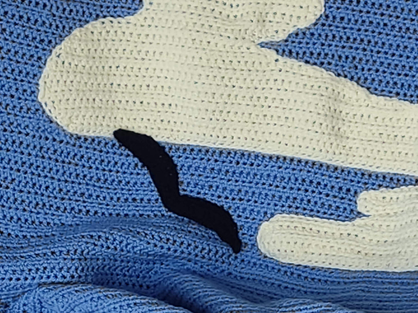 Personalised Blue Crochet Toddler Blanket: Sun, Cloud, Bird Crochet  Throw