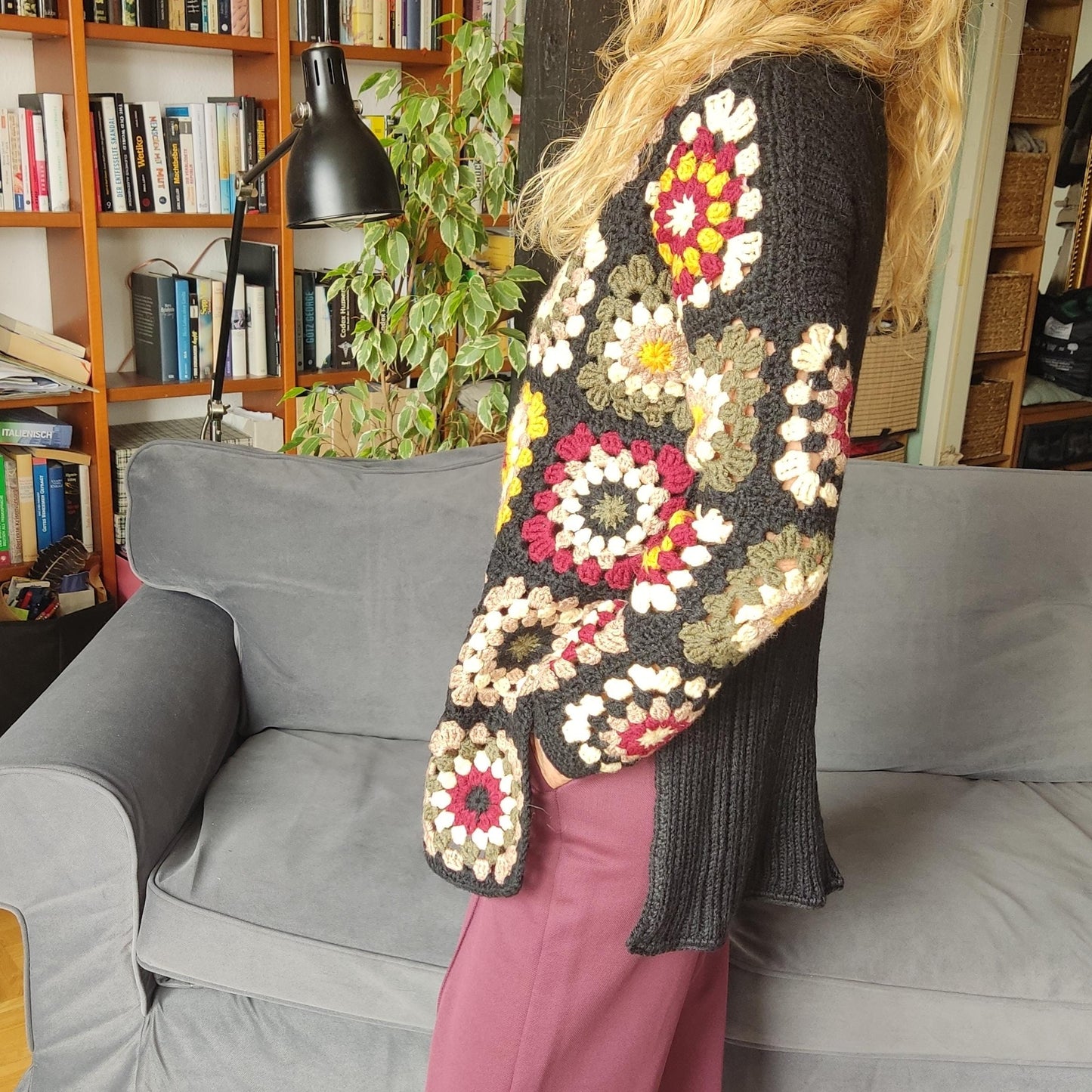 Granny Square Crochet Cardigan - Multicoloured Boho Jacket for Women