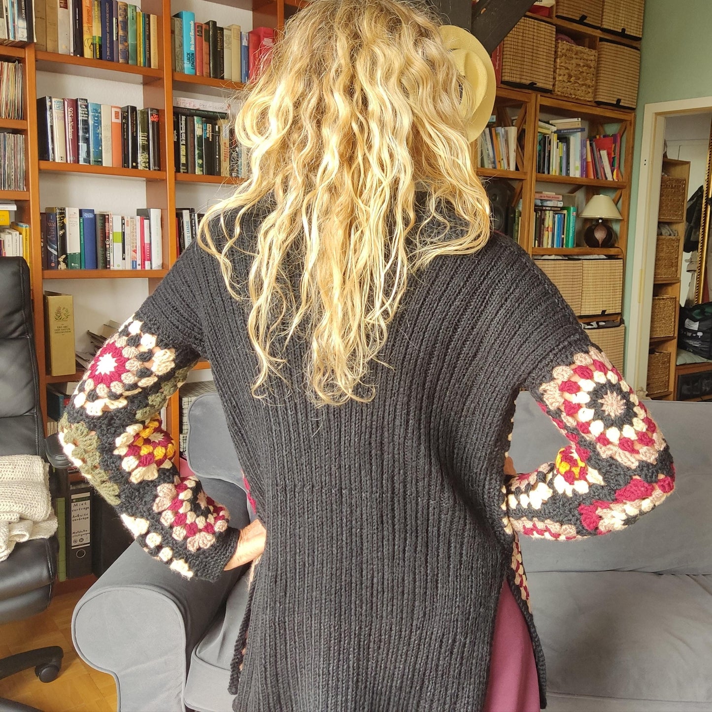 Granny Square Crochet Cardigan - Multicoloured Boho Jacket for Women