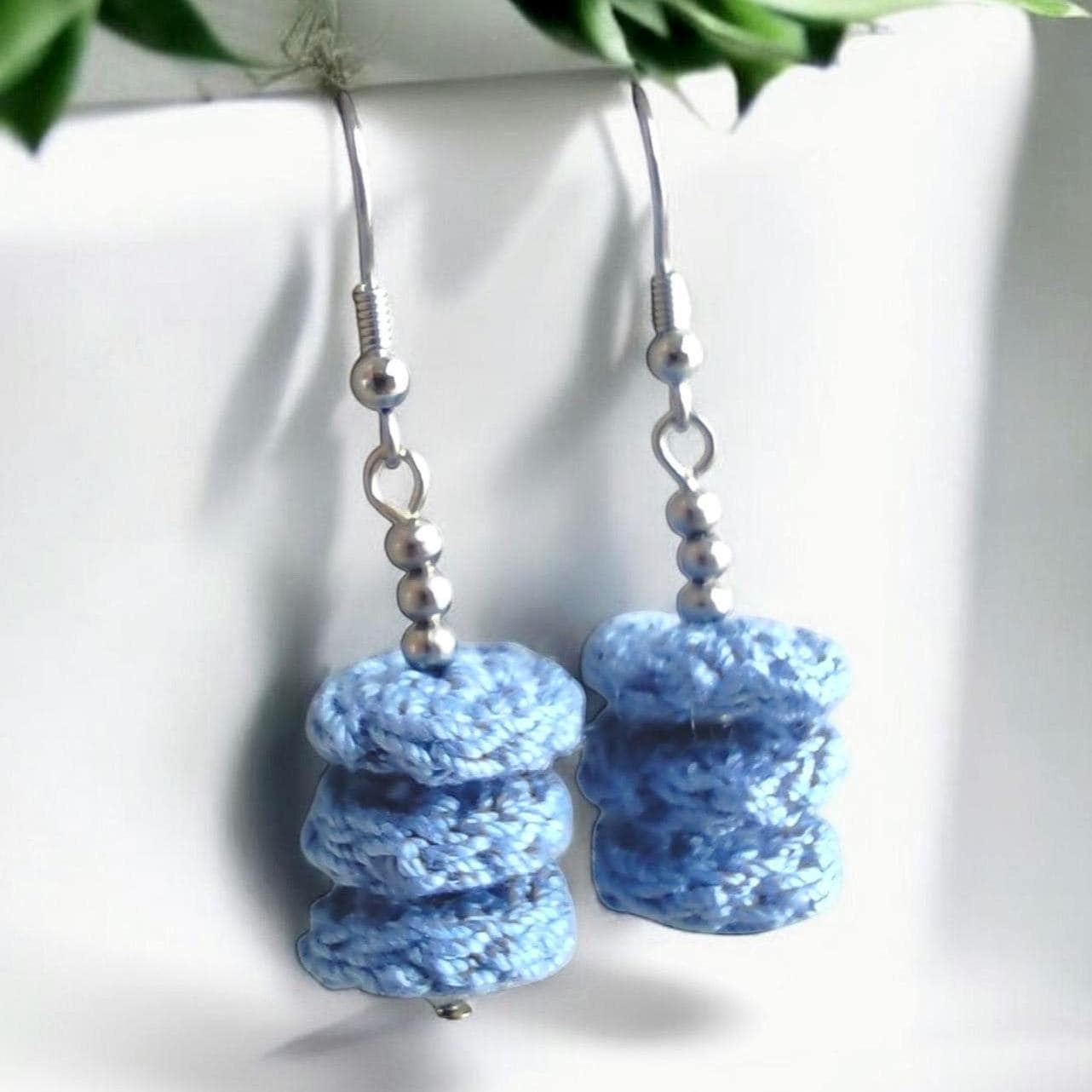 Orange Beige Crochet Drop Earrings: Beaded Microcrochet Cotton Jewelry