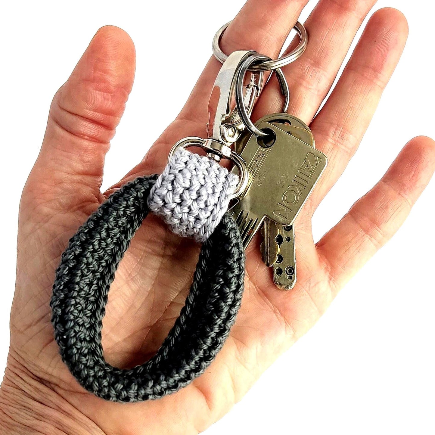 Crochet Keychain - Minimalist Car Keyring, Handbag Charm, Gift for Her & Him