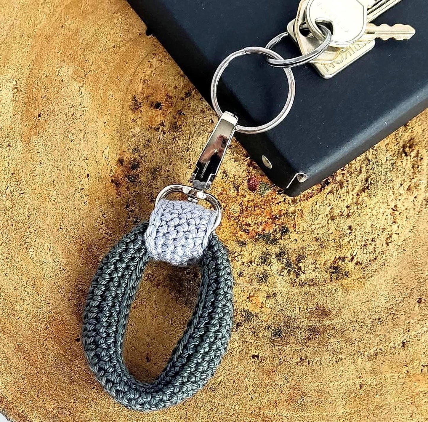 Crochet Keychain - Minimalist Car Keyring, Handbag Charm, Gift for Her & Him
