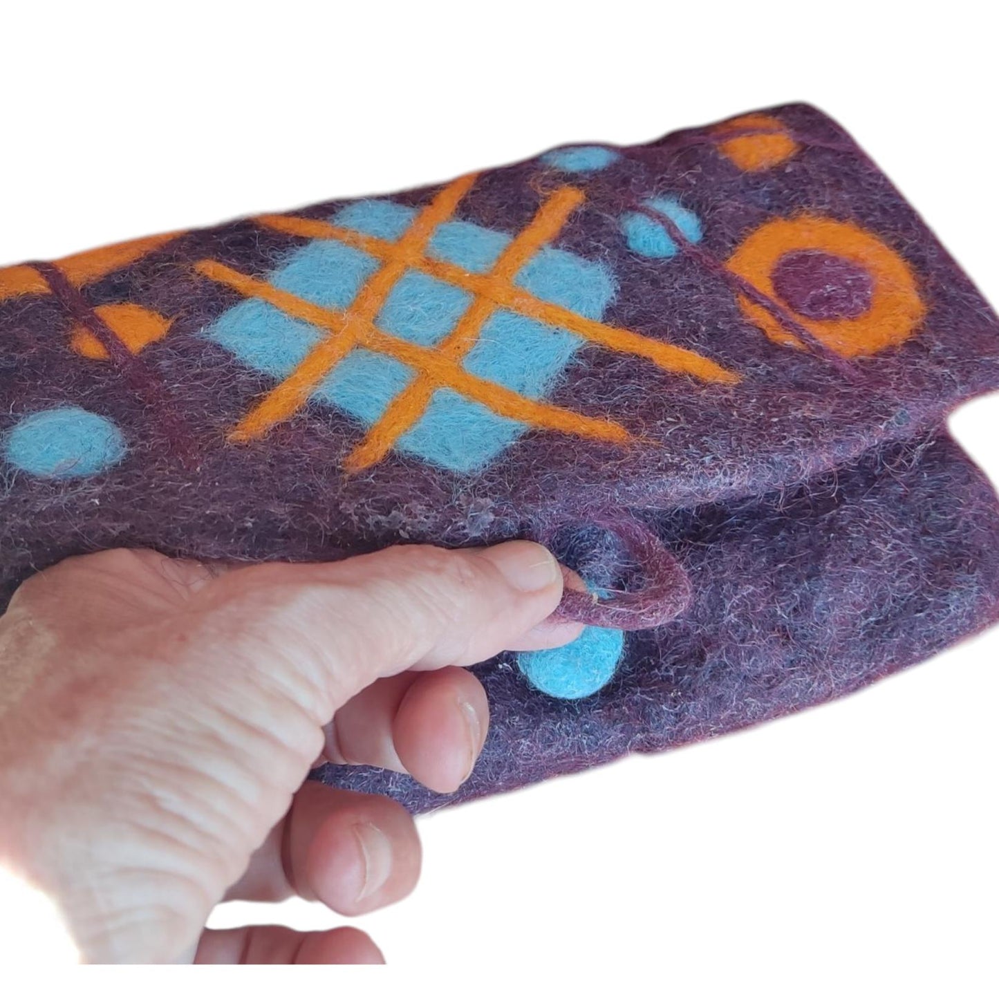 Felt Purse: Needle Felted Wallet Sunglasses Holder with Felted Button