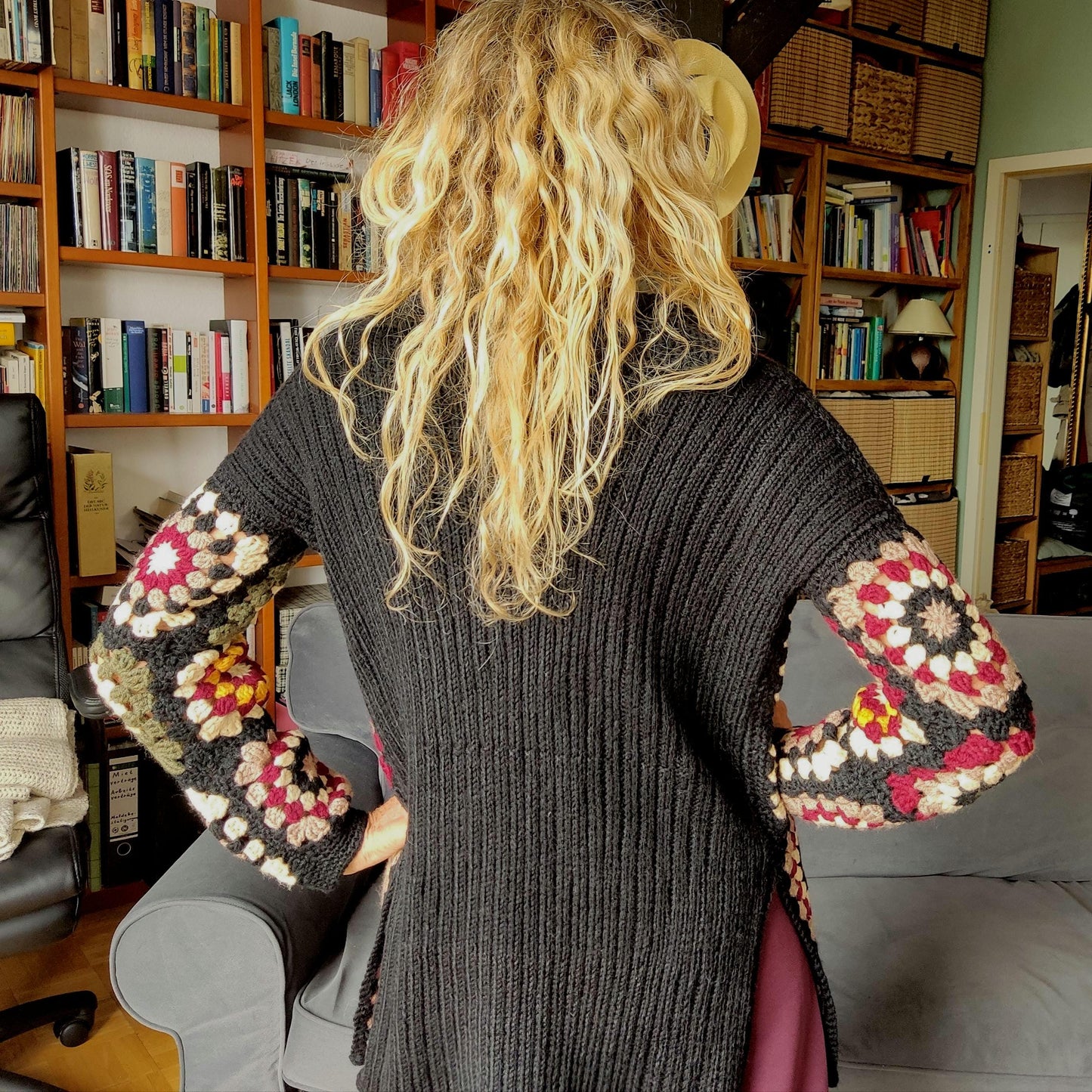 Granny Square Crochet Cardigan - Multicoloured Boho Jacket for Women