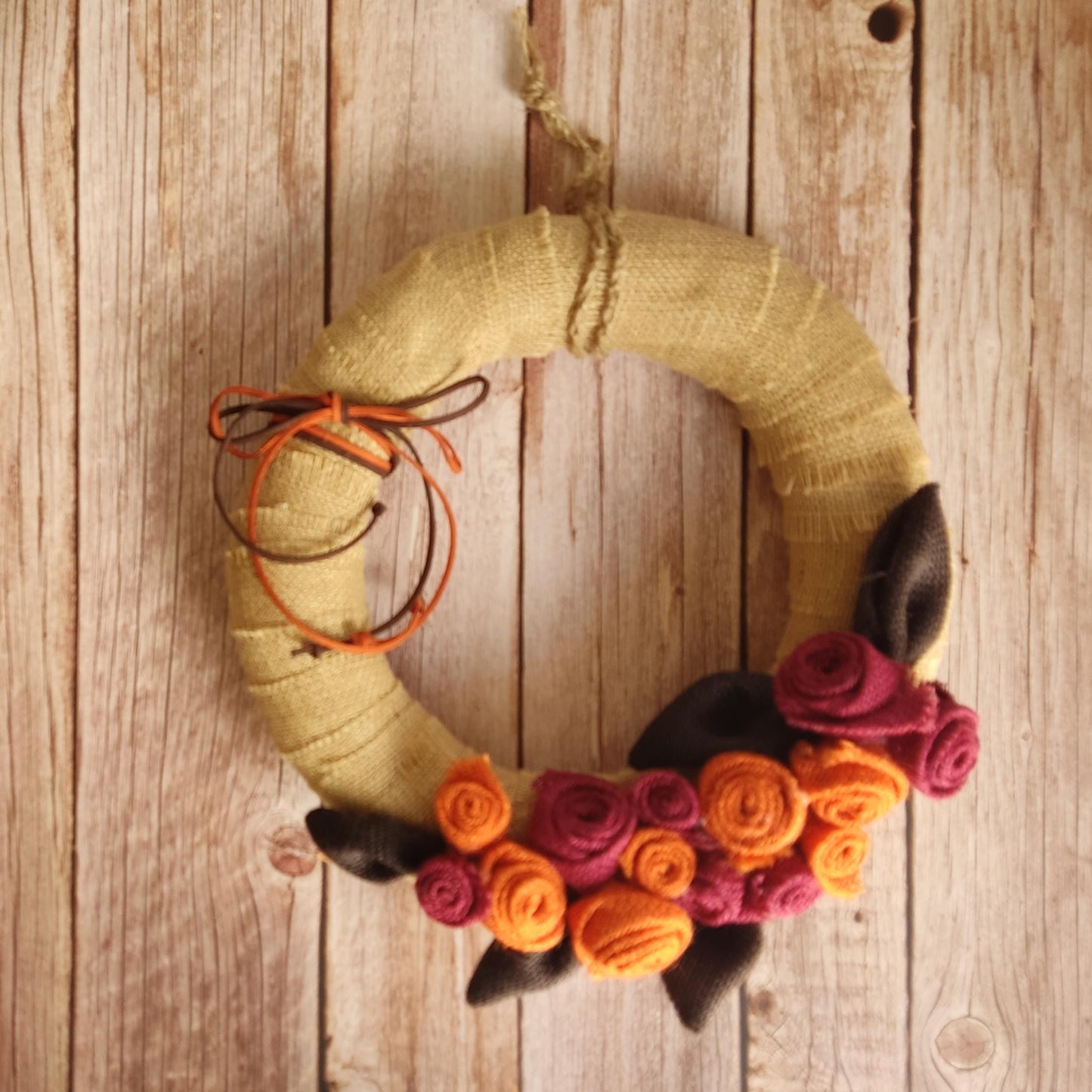 Natural Burlap Rose Wreath: Eco-Friendly Handmade Door Decor (20cm & 30cm)