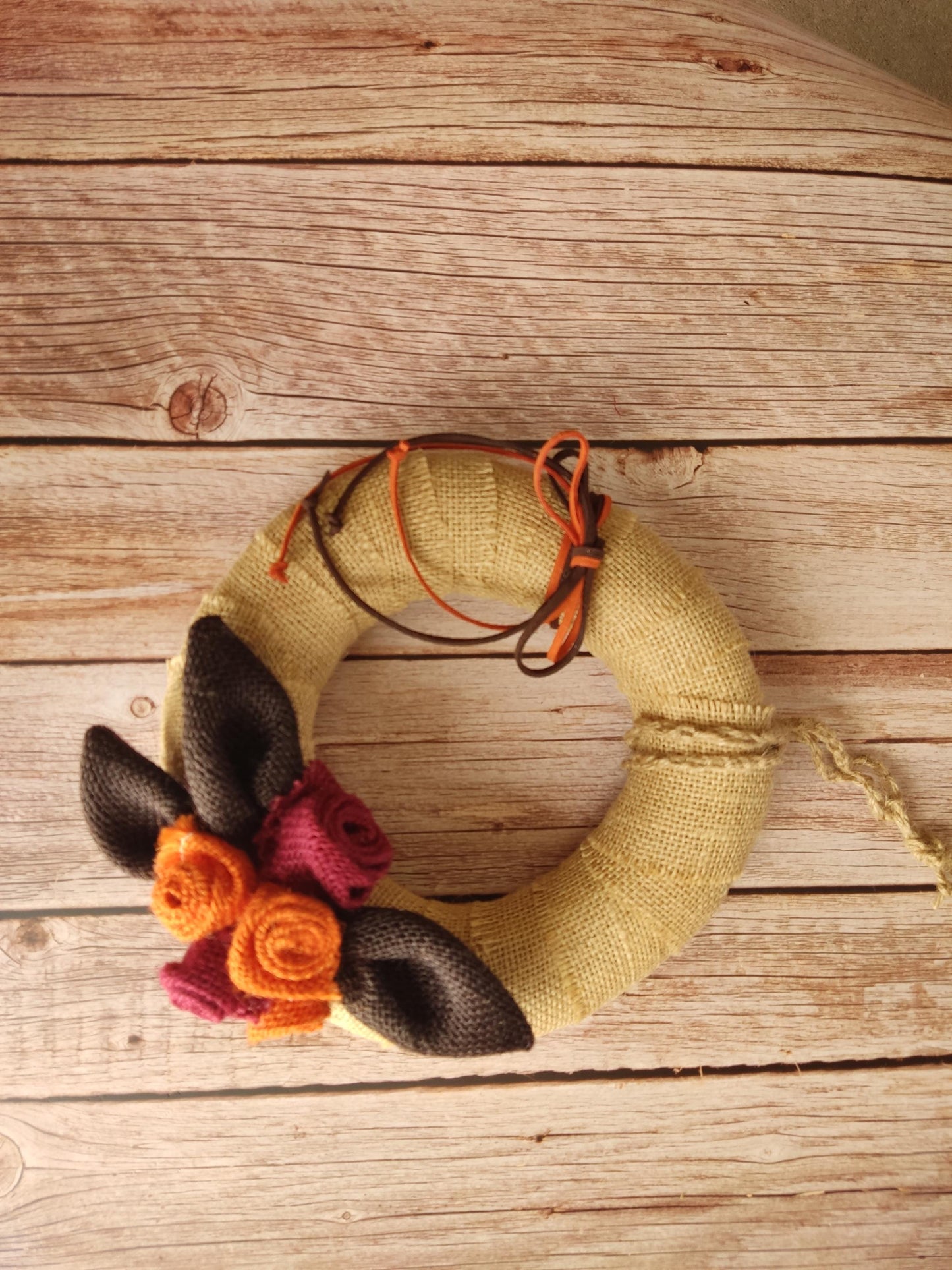 Natural Burlap Rose Wreath: Eco-Friendly Handmade Door Decor (20cm & 30cm)