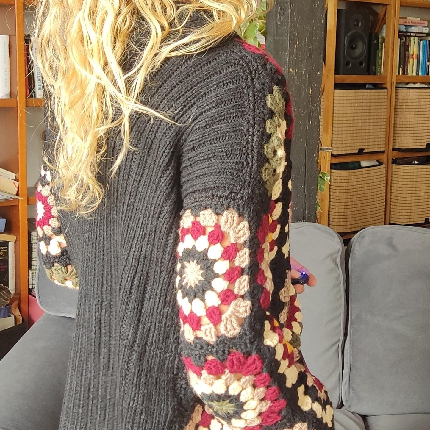 Granny Square Crochet Cardigan - Multicoloured Boho Jacket for Women