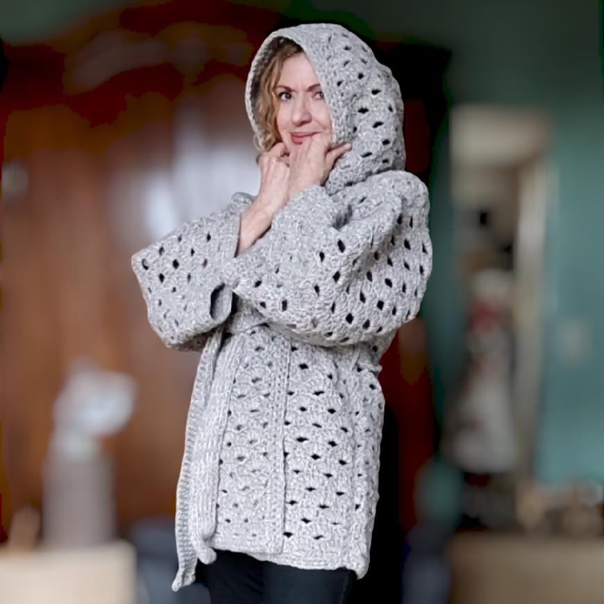 Granny Square Crochet Cardigan - Multicoloured Boho Jacket for Women