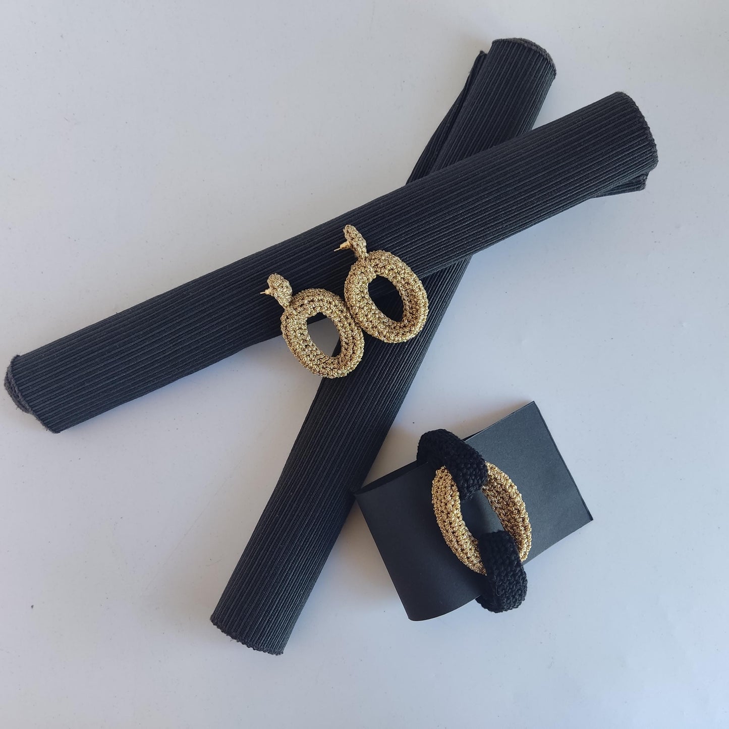 Brown & Beige Chunky Crochet Statement Necklace - Handmade Braided Cotton Chain Jewelry