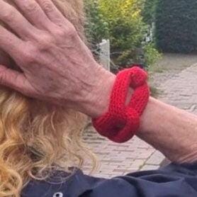 Chunky Red Crochet Bracelet - Bold Statement Jewelry | Handmade Boho Cuff