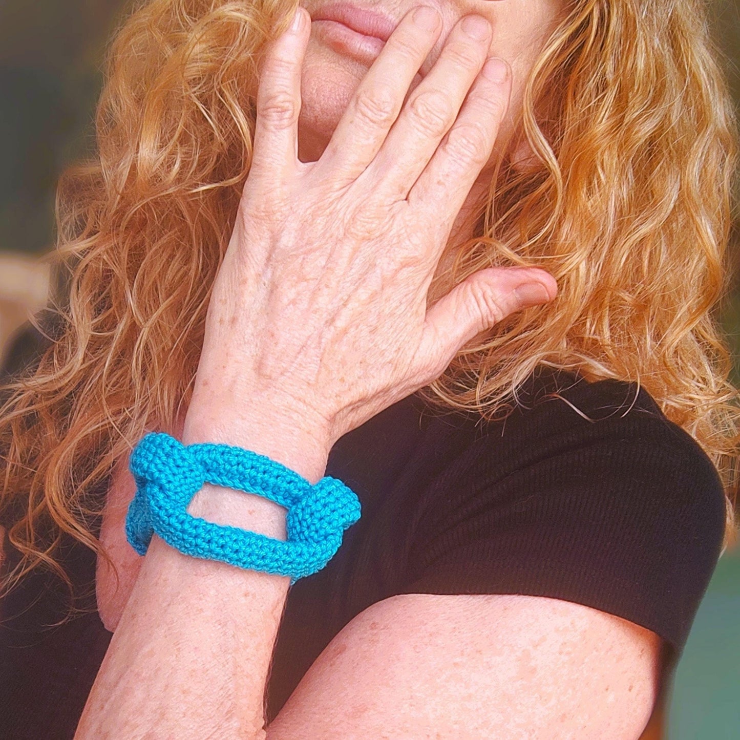 Chunky Red Crochet Bracelet - Bold Statement Jewelry | Handmade Boho Cuff