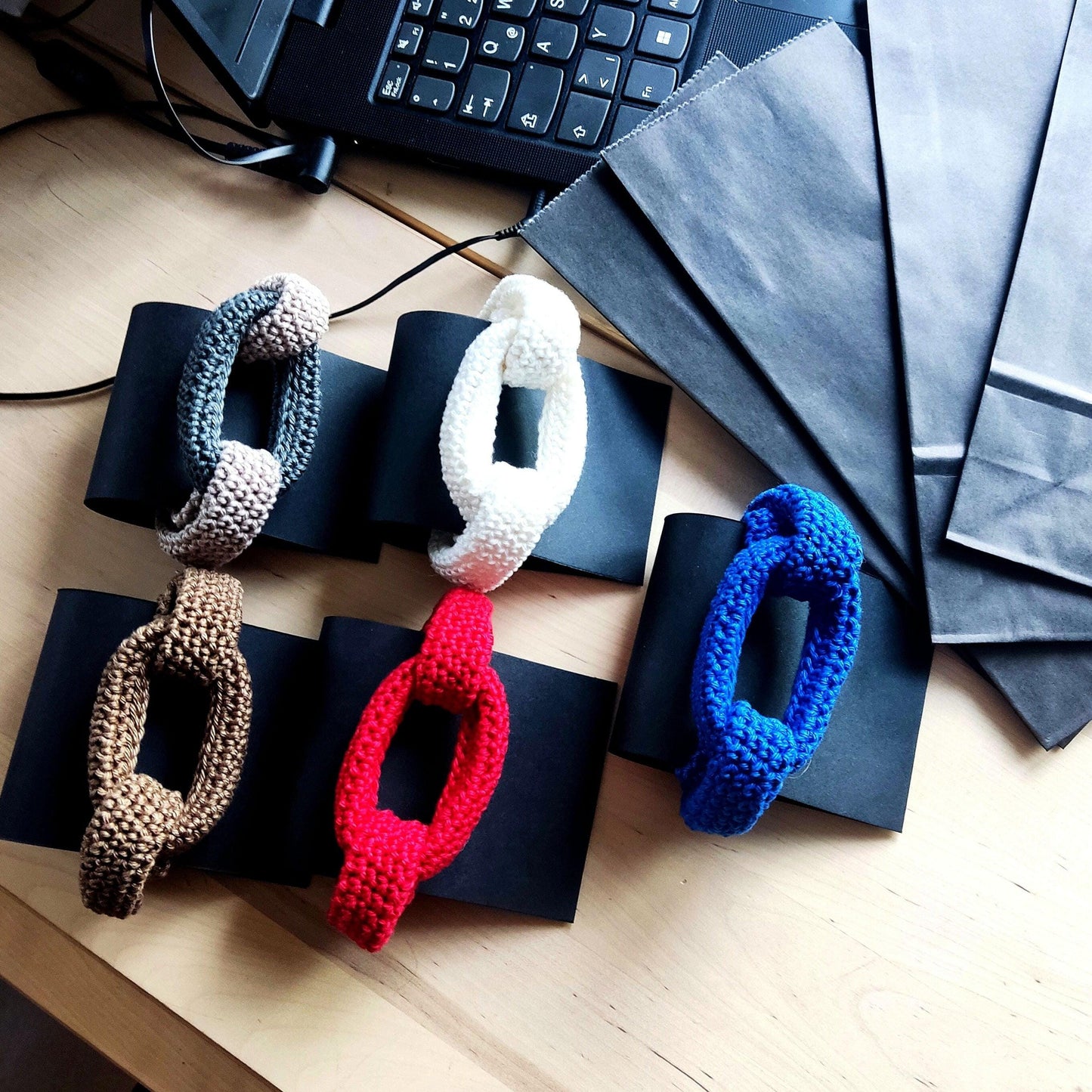 Chunky Red Crochet Bracelet - Bold Statement Jewelry | Handmade Boho Cuff