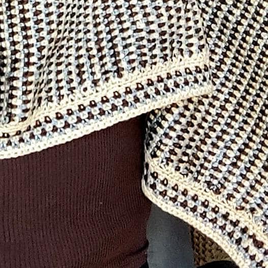 Crochet Crop Top Sweater - Black White Gray Striped Poncho with Wide Sleeves