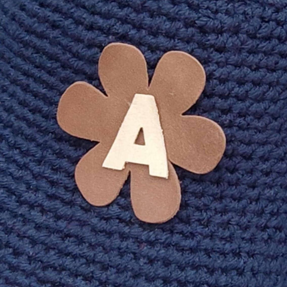 Personalised Chocolate Brown Crochet Bucket Hat with Leather Flower