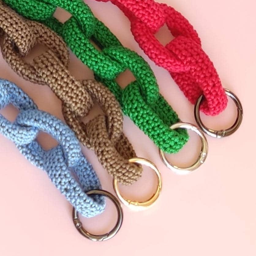 Crochet Bag Handles with Wooden Rings - Handmade Purse Straps