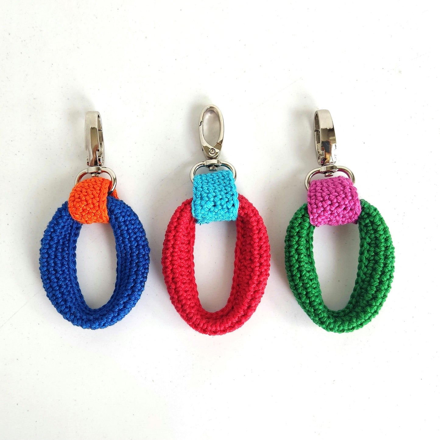 Crochet Keychain - Minimalist Car Keyring, Handbag Charm, Gift for Her & Him