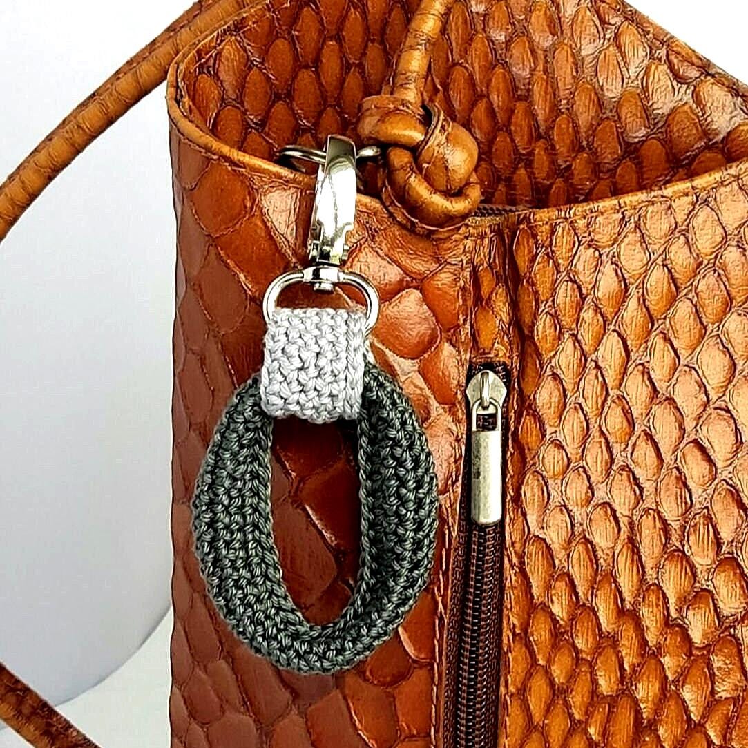 Crochet Keychain - Minimalist Car Keyring, Handbag Charm, Gift for Her & Him