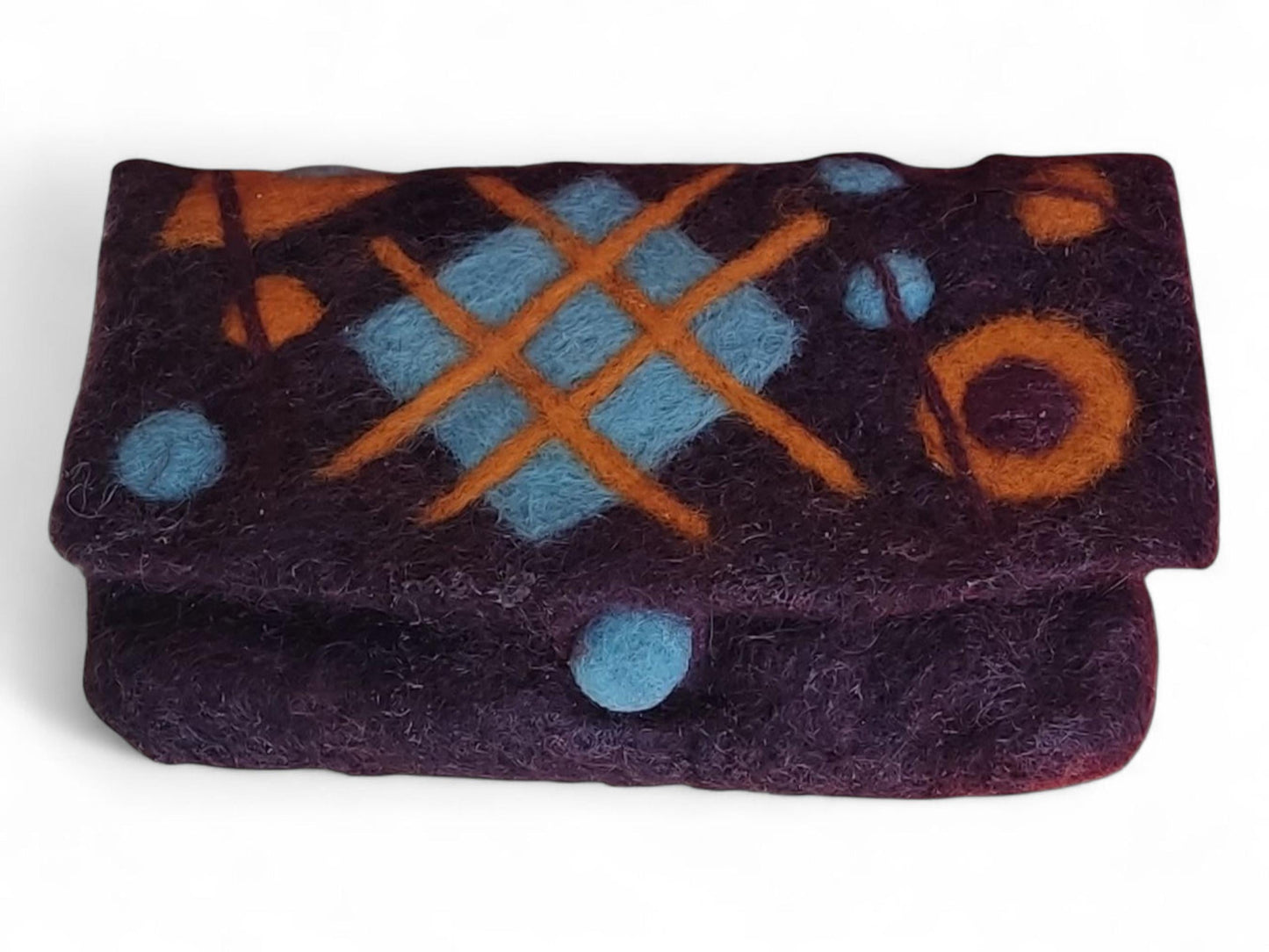 Felt Purse: Needle Felted Wallet Sunglasses Holder with Felted Button
