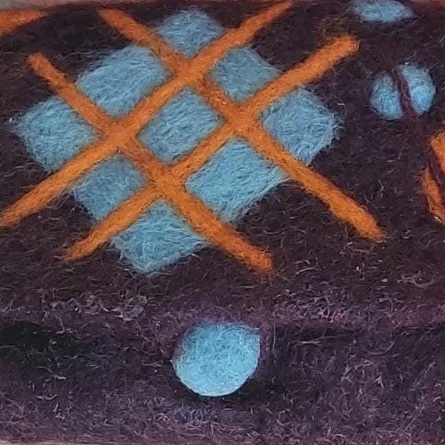 Felt Purse: Needle Felted Wallet Sunglasses Holder with Felted Button