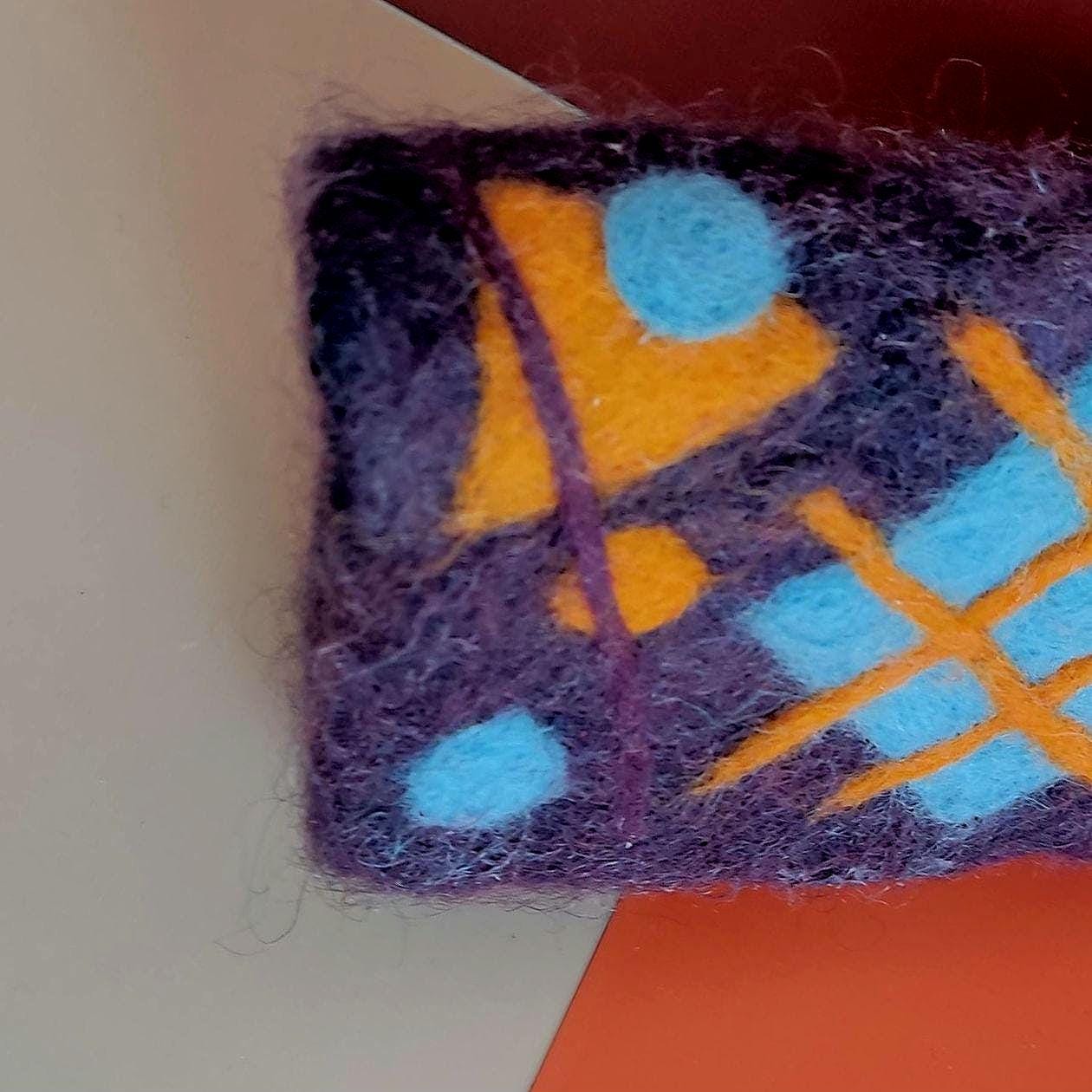 Felt Purse: Needle Felted Wallet Sunglasses Holder with Felted Button